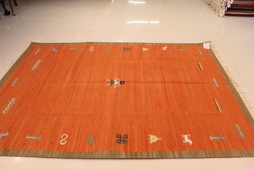 Genuine Hand -Woven Dhurrie Kilim100% Wool Pile 5.6 X8.0 Ft 75% OFF GREAT DEAL - Picture 4 of 7