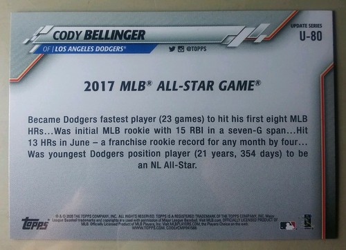 Cody Bellinger Los Angeles Dodgers 2020 Topps Update #U-80 ⚾ - Picture 2 of 2