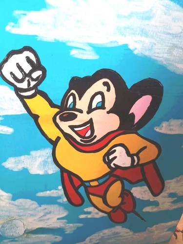 Original 1986 Mighty Mouse VHS Along With Painting Of Mighty Mouses Iconic Pose - Picture 3 of 12