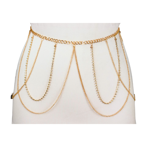 Women Gold Metal Chain Waves Hip High Waist Dress Fashion Belt Silver Bling S M - Picture 15 of 24