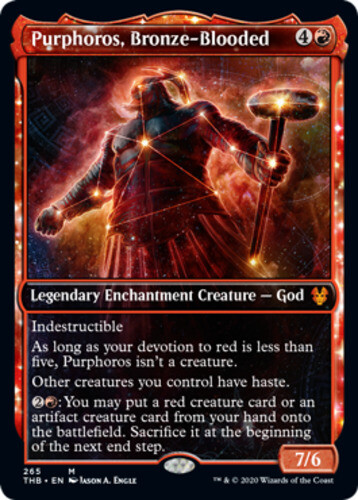 Purphoros, Bronze-Blooded 1x FOIL THB MTG Theros Beyond Death Mythic MINT red Purphoros, Bronze-Blooded 1x FOIL THB MTG Theros Beyond Death Mythic MINT red