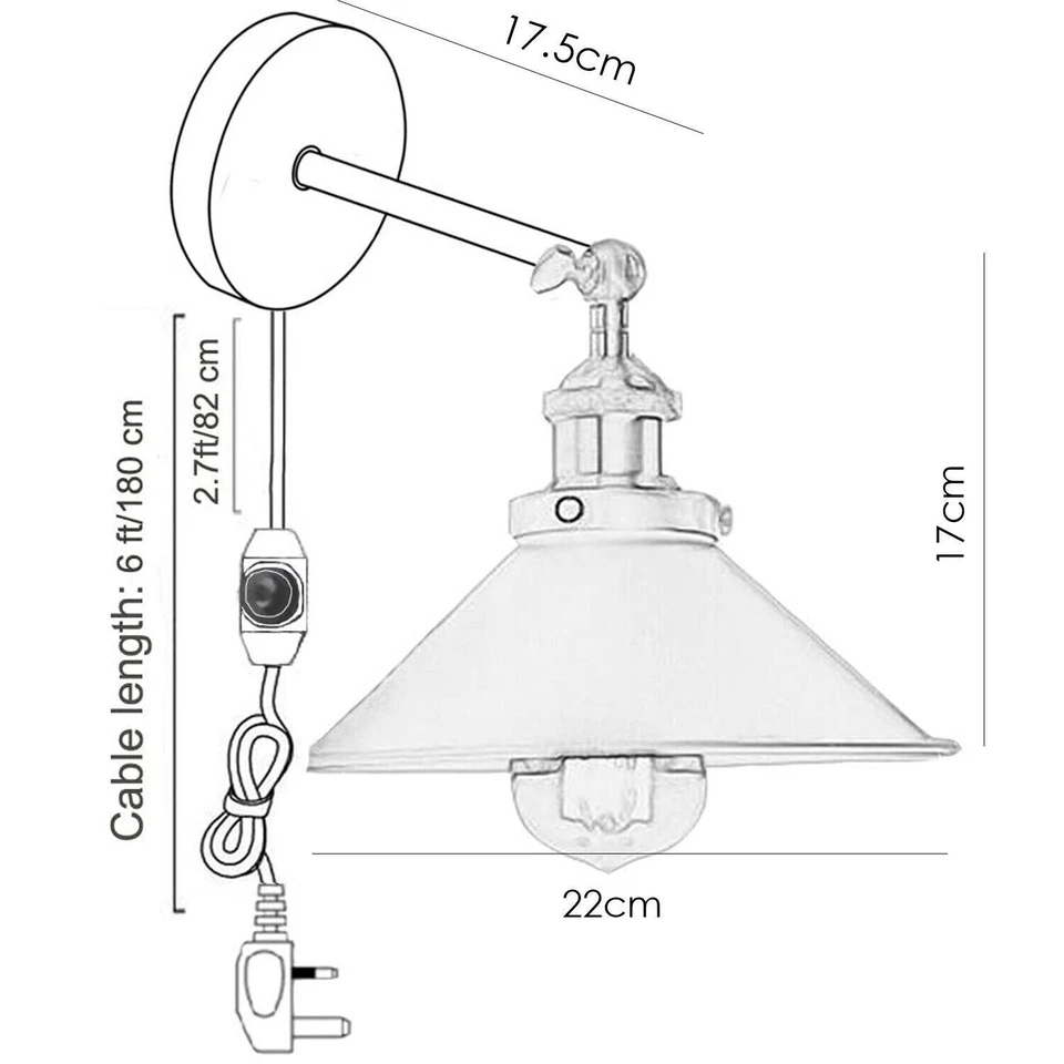 Vintage Industrial Black Wall Sconces Metallic Indoor Loft Plug in Wall Lights - Image 2 of 4