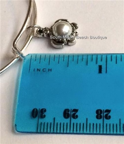 Sea Turtle Charm Bracelet Silver Plated White Pearl Nautical Beach Island - Picture 9 of 10