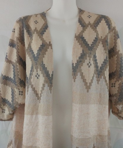 Maurices Women's Small Medium Tan Chevron Thin Knit Casual Boho Cardigan Career - Picture 2 of 4
