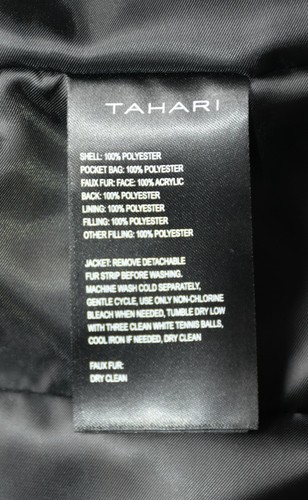 TAHARI NWT $350 BRIE FAUX FUR TRIM HOOD CHEVRON QUILTED PUFFER MERLOT COAT. S - Picture 14 of 14
