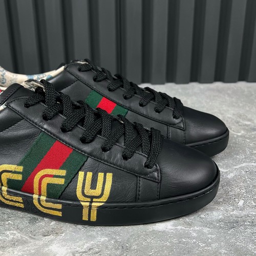 Gucci X Sega Ace Sneakers Ayers Web Guccy Print Black Leather 9 US or 39 EUR - Picture 11 of 21