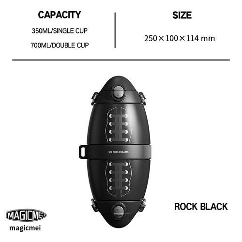 Black football thermos cup, constant temperature storage, best suited as a gift - Picture 9 of 10