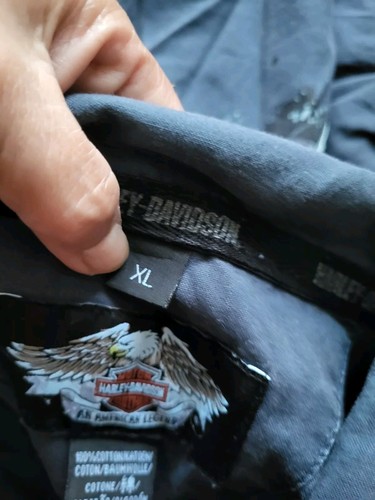 Harley Davidson Motorcycles XL Mechaniker Blau Kurzarm Hemd mit Knopfleiste - Bild 11 von 12