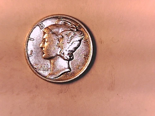 U S 1943 Mercury Silver 10c Fine