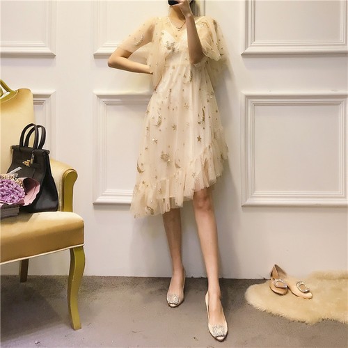 Star Floral Bridal Gown Lace Material Embroidered Costume Dress DIY Fabric 1 - Picture 2 of 6