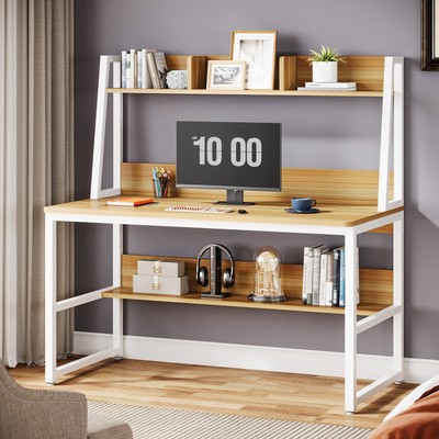 Tribesigns 47'' Modern Computer Desk with Hutch and Storage Shelf for Home Office