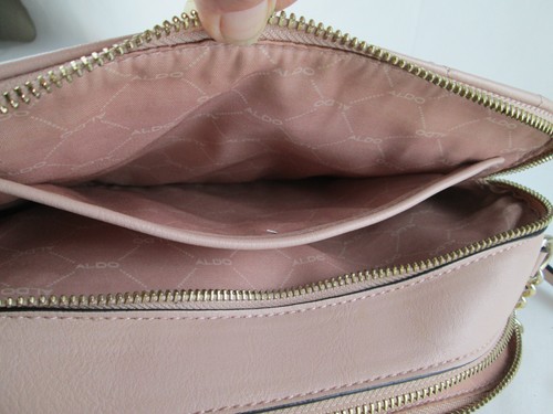 Aldo Crossbody Purse Handbag  PINK  Quilted Stitch Foux  Leather - Picture 5 of 13
