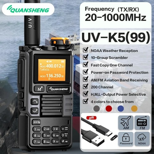 QUANSHENG UV-K5 (99)Walkie Talkie 5W Multi-Band Type C, Long Range, Ham radio FR - Zdjęcie 1 z 8