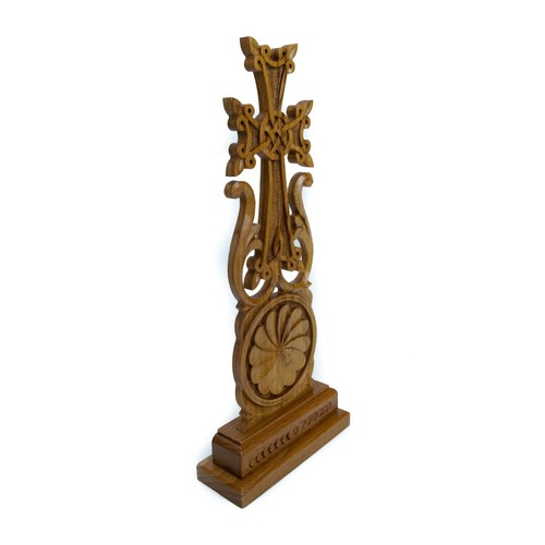 Light brown Wooden "KHACHKAR" Cross for Desk best Armenian gift souvenir - Picture 2 of 4
