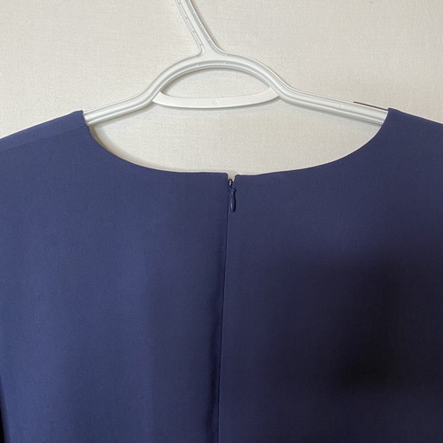 Lafayette 148 NY Kenna Split-Sleeve Finesse Crepe Dress Navy Blue Large NWT $498 - Picture 7 of 8
