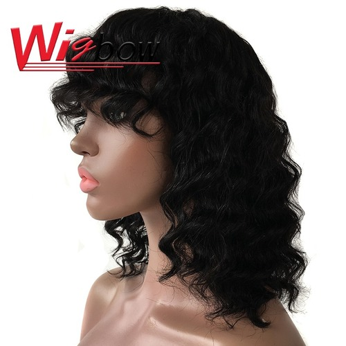 Curly Human Hair Wig Brazilian Hair Wig with Bangs Highlight Ombre Human  T1B 30 - Bild 9 von 14