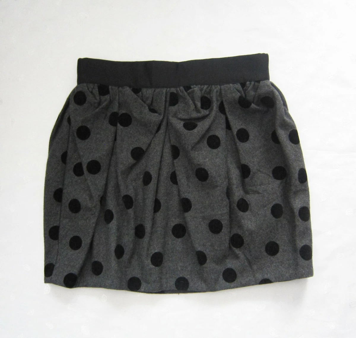 NWOT TOPSHOP Wool Blend Polka Dots Puffy Mini Skirt in Dark Gray