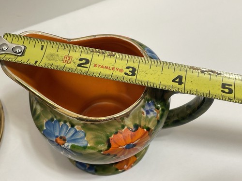 Vtg MCM TEA CUP CREAMER PITCHER & SAUCER Demitasse ORANGE BLUE GREEN Mid Century - Picture 17 of 23