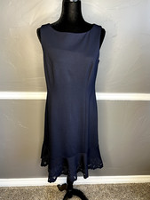 RSVP by Talbots Women's Size 8 Dark Blue Sleeveless Sheath Dress