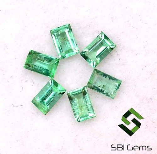 Natural Emerald Baguette Cut 2.80x1.80 mm Lot 06 Pcs 0.36 CTS Untreated Gemstone - Picture 5 of 5