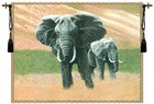 Elephants Belgian Woven Chenille Wildlife Tapestry Safari Wall Hanging Art