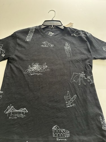 Nuova maglietta da viaggio J Crew XS J7880 "Sketch" Destinazioni grafica Brooklyn Europa Nuova con etichette - Foto 10 di 11