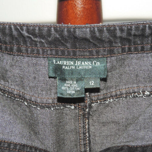 Ralph Lauren Black Denim Skirt Misses size 12 Lauren Jeans Co Button Front - Picture 2 of 3