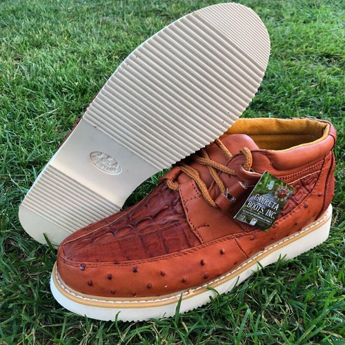 Zapatos de cuero con estampado de cocodrilo/avestruz para hombre Zapato informales Coco-Ave Est.1214 - Imagen 13 de 36