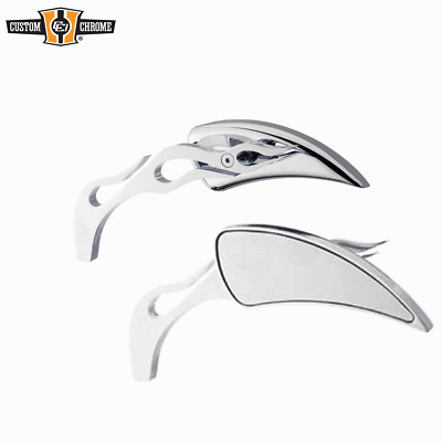 Chrome Rearview Side Eclipse Mirror Flame Stem Fits For Harley Touring Sportster