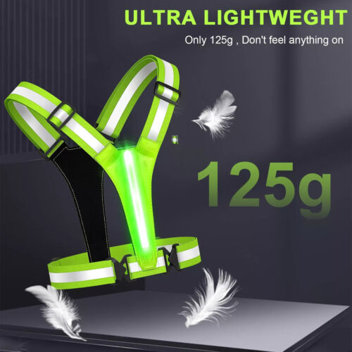 Elastic Webbing LED Reflective Running Vest 3 Lighting Modes High Visibility - Picture 7 of 8