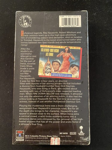 Fire Down Below VHS Factory Sealed Rita Hayworth Robert Mitchum Jack Lemmon 1957 - Picture 2 of 2