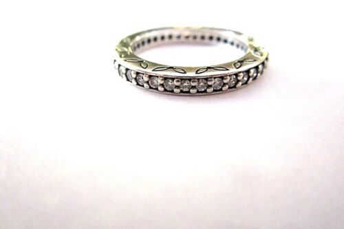PANDORA 0,925 STERLINGSILBER 2,6 MM CZ EWIGKEIT BAND/RING NICHT MEHR HERGESTELLT Größe 7,5