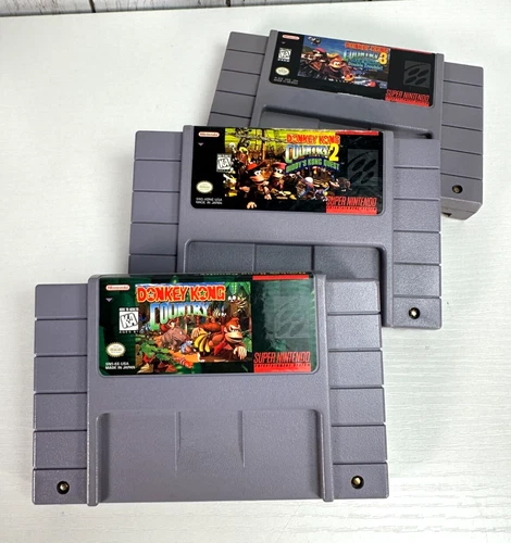 Donkey Kong Country Bundle Super Nintendo SNES DKC 1-3 Tested Trilogy Authentic!