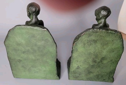 EXTREMELY RARE Nude Boy With Snail By Ghiglia Paul Mori GALVANO 1910's Bookends - Picture 7 of 11