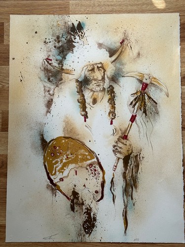 KING KUKA BLACKFOOT "MANY YEARS HEALING" LITHOGRAPH NPI #1 OF ONLY 2  25" X 19" - Picture 1 of 4