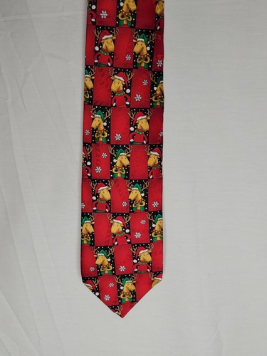 Christmas Tie Yule Tie Greetings Hallmark Reindeer Holidays New - Picture 4 of 4