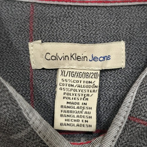 Calvin Klein Jeans Boys Gray Striped Button Up Long Sleeve Shirt Size XL - Picture 3 of 7