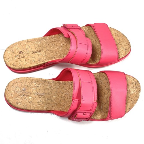 Clarks Shoes Women’s 11W Pink Sandals Step June Sun Slides Berry Leather - Picture 10 of 12