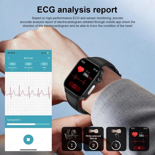 Reloj inteligente hombres lípidos sanguíneos prueba de ácido úrico ECG PPG presión arterial stock del Reino Unido - Imagen 6 de 27