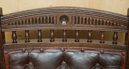 ANTIQUE VICTORIAN AESTHETIC MOVEMENT STYLE LEATHER ARMCHAIR FOR RESTORATION - Picture 6 of 23