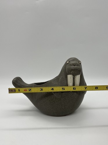 47th & Main Ceramic Walrus Planter Coastal Harbor Sea Marine Ocean Life Decor - Foto 10 di 12
