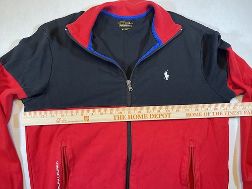 Polo Ralph Lauren Sweater Mens Medium Polo Performance Full Zip Red Black Jacket - Picture 6 of 7