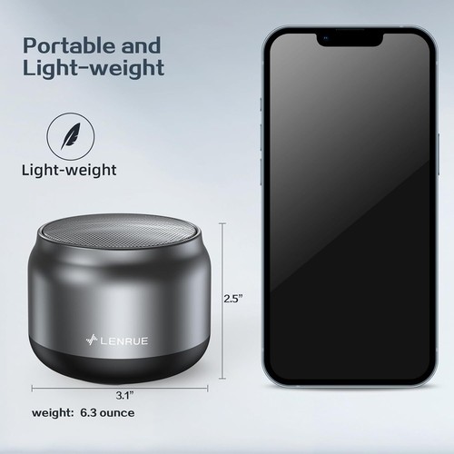 Portable Bluetooth Speaker 5W Clear Sound 15H Playback Mini Wireless Gray - Picture 5 of 11