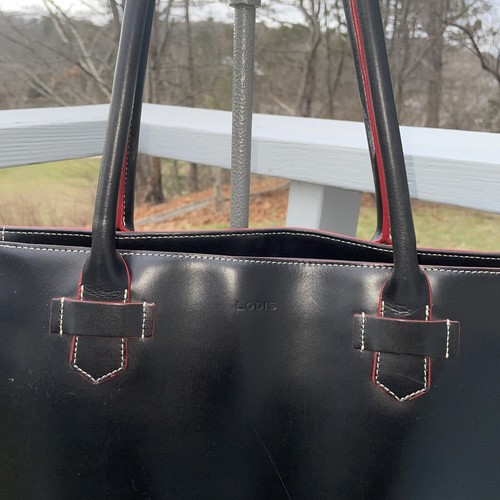 Lodis shoulder hobo tote black with red piping zip opening organization pockets - Picture 3 of 8
