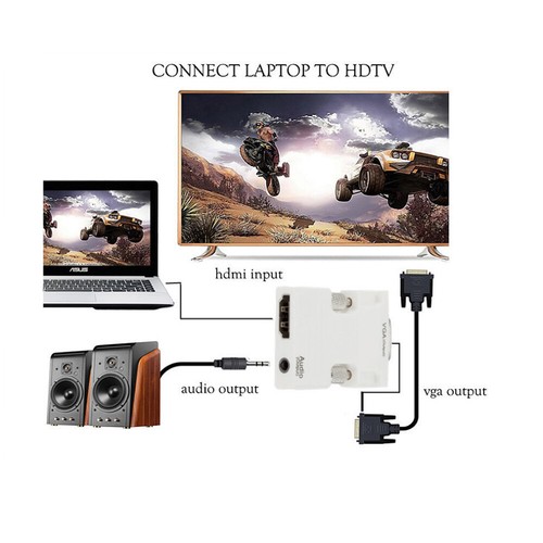 HDTV To VGA HDTV Female To VGA Male Converter With Audio Projector Adapter - Picture 6 of 9