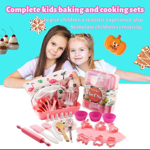 Kids Cooking and Baking Set - 34 Pcs Kids Chef Role Play Costume Set with Apr... - Picture 6 of 7