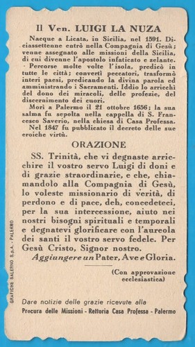 Ven. P. Luigi La Nuza S. J. santino holy card image pieuse heilige karte MA1312 - Imagen 2 de 2