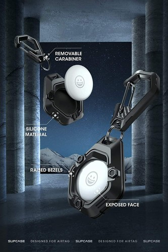 For Apple AirTag Unicorn Beetle PRO Rugged Shockproof Soft Keychain Case - Black - Picture 2 of 27