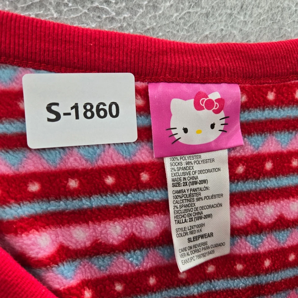 Ropa de dormir para mujer Hello Kitty 2X suéter polar rojo cuello en V suéter bordado Foto 2 de 4