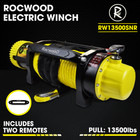 RocwooD Electric Winch 135000lbs 12V Steel Heavy Duty Fairlead Remote Control